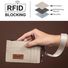 Wrangler RFID Card Holder Slim Credit Card Wallet Womens Keychain Wallet with Wristlet Strap WG137-W009TN