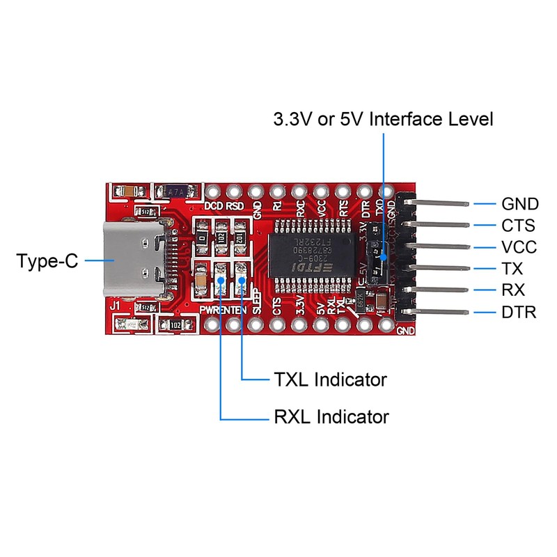 3Pcs FT232RL FTDI USB 3.3V 5.5V to TTL Serial Adapter