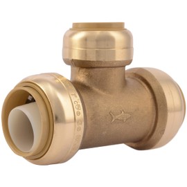 SharkBite 1 Inch x 1 Inch x 3/4 Inch Reducing Tee, Push to Connect Brass Plumbing Fitting, PEX Pipe, Copper, CPVC, PE-RT, HDPE, U416LFA