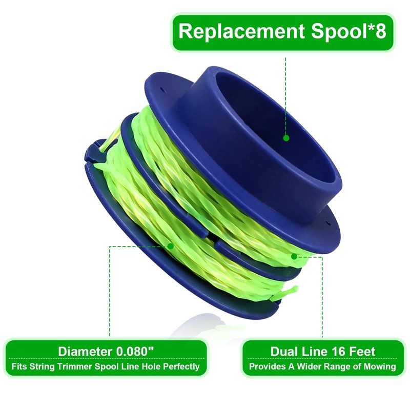 KLS124-03 Dual-line Spool 0.080'' 20Ft Compatible with Kobalt 24-Volt KST