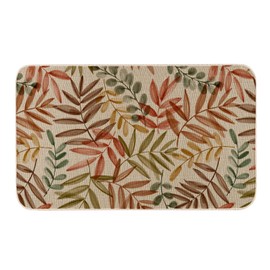 Moutina Watercolor Leaves Eucalyptus Fall Door Mat 17 x 29 Inch,Seasonal Autumn Harvest Thanksgiving Decorative Doormat Welcome Floor Mat for Indoor Outdoor