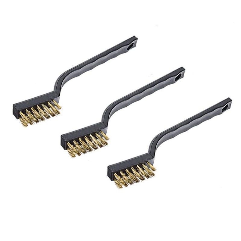 3 Pieces Mini Brush Brass Bristles Curved Handle Brass Wire