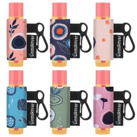 6 Pack Compact Clip-On Lipstick Holder Premium Release Clip Neoprene Sleeve Lip Balm with Clip Fits Most Standard Lip Balm (Colored Whale)