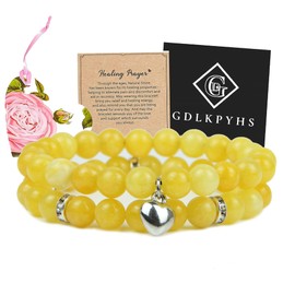 Healing Bracelets for Women - Citrine Bracelet - Healing Prayers Crystal Bracelet, 8mm Natural Stone Stress Relief Yoga Beads Get Well Soon Gifts