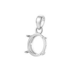 Sorcozn 925 Sterling Silver Blank Bezel Pendant Trays Setting Oval Cabochon Base Pendant Charm for DIY Jewelry Findings Making Accessories, Sterling Silver, No Gemstone