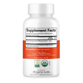 OS Organic Side | Organic Moringa Capsules | 60 Count | Certified USDA Organic, Non-GMO, Vegan Superfood for Energy, Immune Support, and Nutrient Absorption