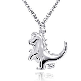 MATERIA by Matthias Wagner KA-317 Children's Dinosaur Pendant Rhodium-Plated 925 Silver Animal Pendant, Sterling Silver