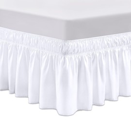SGI bedding 16 Inch Drop Bed Skirt Queen Size Elegant Wrap Around Pattern Wrinkle Resistant Fabric for Modern and Stylish Look -White