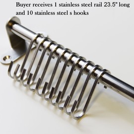 Premium stainless steel Grundtal Rail Towel Utility Purse, Coat, Towel, Clothes Storage Holder Hooks Rack 23.5 inch with 10 hooks .