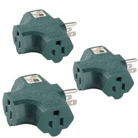 Aniai Outlet Extender [UL Listed] 3 Way Electrical Splitter - 3 T-Shaped Adapter Outdoor Power Splitter Grounded Wall Tap Adapter Heavy Duty (3, Orange)