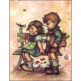 Honey Buns Sitting on The Bench Paper Tole 3D Decoupage Craft Kit Size 6x8 51314