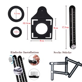 Angleizer Template Tool, Aluminium Alloy Angle Template, Multi-Angle Ruler, black