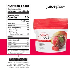 Juice Plus+ Fruit Blend Soft Chews (Chewables) - Boost Your Nutrition with 11 Fruits & Plant Ingredients - Vegan Gummy for Kids & Adults - Vitamins, Whole Food Nutrition - 120 Chewables