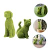 Abaodam 2pcs Faux Moss Dog Cat Figurines Realistic Simulation Outdoor