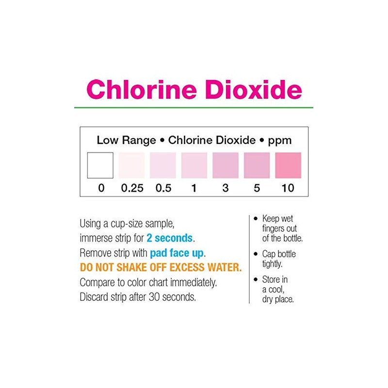 Chlorine Dioxide Single Factor Test Strips, 0-10 ppm [Vial of