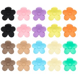 20 Pcs Small Plastic Flower Hair Claws Clips, Nonslip Strong Hold Flower Barrettes Clamps, 1.45 x 1.53 Inch Flowers Jaw Clips for Women Girls Teens Thick, Medium and Thin Hair