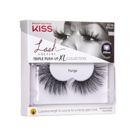 KISS Lash Couture Triple Push Up XL Collection False Eyelashes, 3D Volume in Extra Long Length with Triple Design Technology, Cruelty-Free and Reusable, Style 'Plunge', 1 Pair Fake Eyelashes