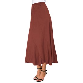 Urban CoCo Women's Vintage Elastic Waist A-Line Long Midi Skirt (M, Marsala)