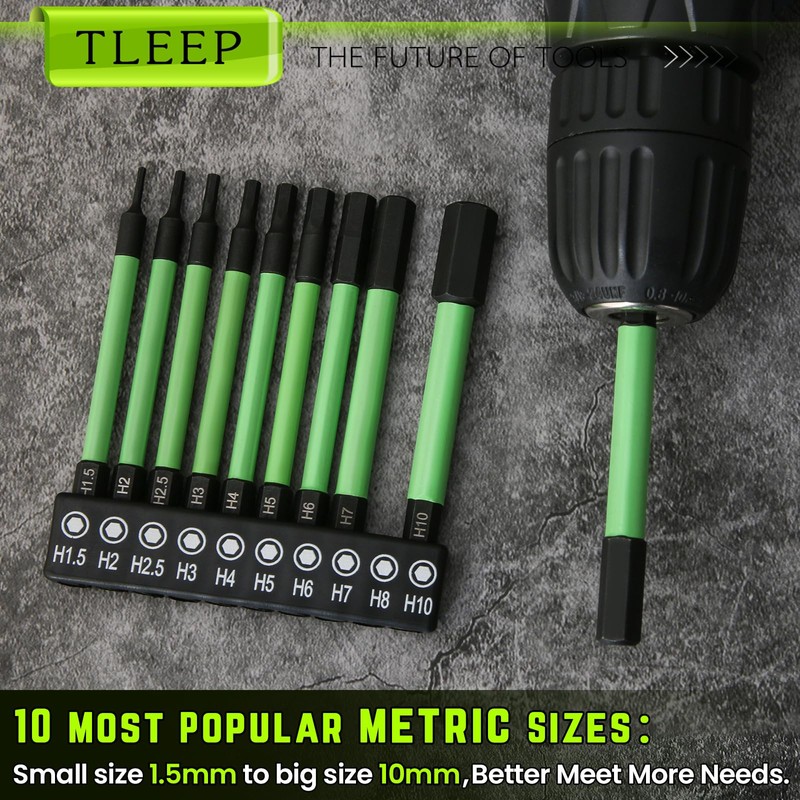 TLEEP 3.5" Long 1/4" Hex Head Allen Wrench Drill Bits,
