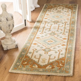 Safavieh Heritage Collection HG406A Handmade Traditional Oriental Premium Wool Runner, 2'3" x 6' , Light Blue / Rust