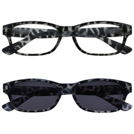 Die Lesebrille Unternehmen Schwarzes Milchiges Schildpatt Leser Mit UV400 Sonne Leser Doppelpack Herren Frauen RS10-1 +1,00
