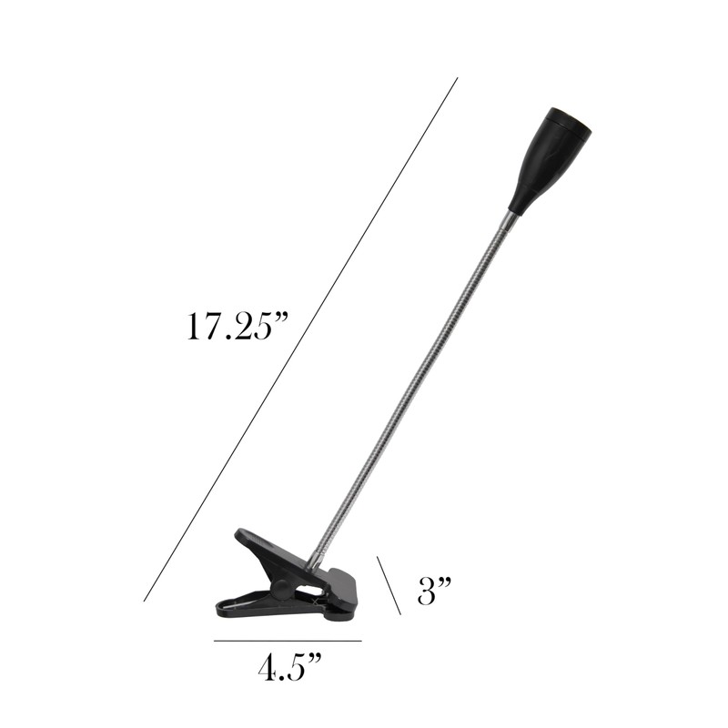 Simple Designs LD2005-BLK Flexible Gooseneck LED Clip Light Desk Lamp,
