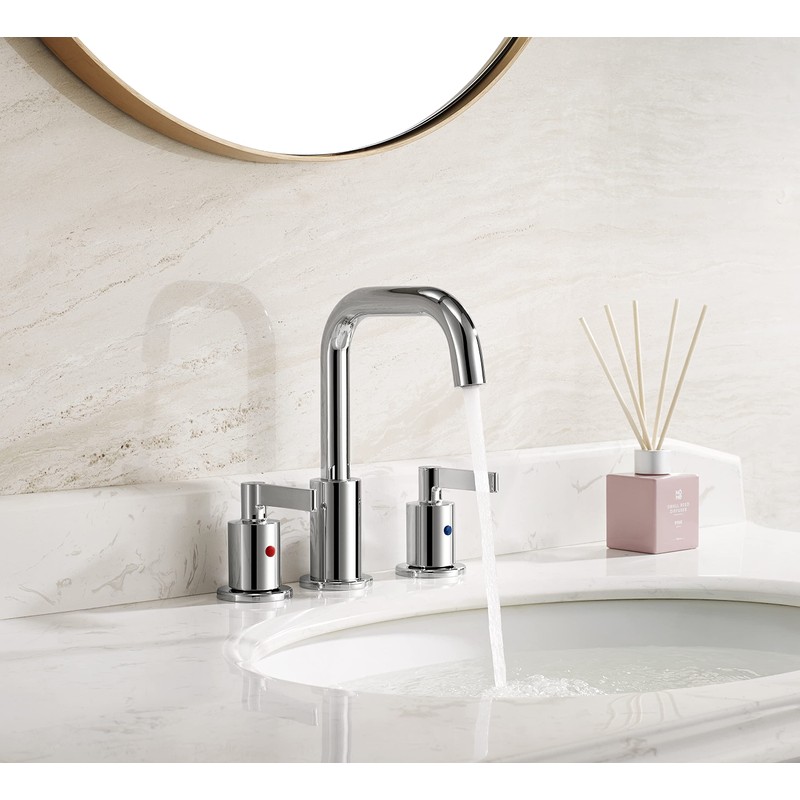 TimeArrow Chrome 8 Inch Widespread Bathroom Sink Faucet 3 Holes