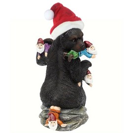 IFUNEYS Garden Gnome Figurine Bear Eat Gnomes Statues, Funny Garden Statue for Christmas Outdoor Decoration