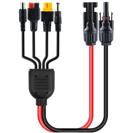 Leehitech 1M/3.28FT 4 in 1 Solar Panel Cable, 16AWG Universal Solar Cable Plug to Anderson/XT60/DC7909/DC5521 Solar Charge Connector Cable for Solar Panel, Portable Power Station, Solar Generator