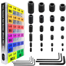 EEEEE 707Pcs Internal Hex Drive Cup-Point Assorted Set Screw Assortment Kit 24 Sizes Metric M2/M2.5/3/4/5/6/8 Stainless Steel Assorted Screw grub Screw 12.9 Class Alloy Steel Black Assortment