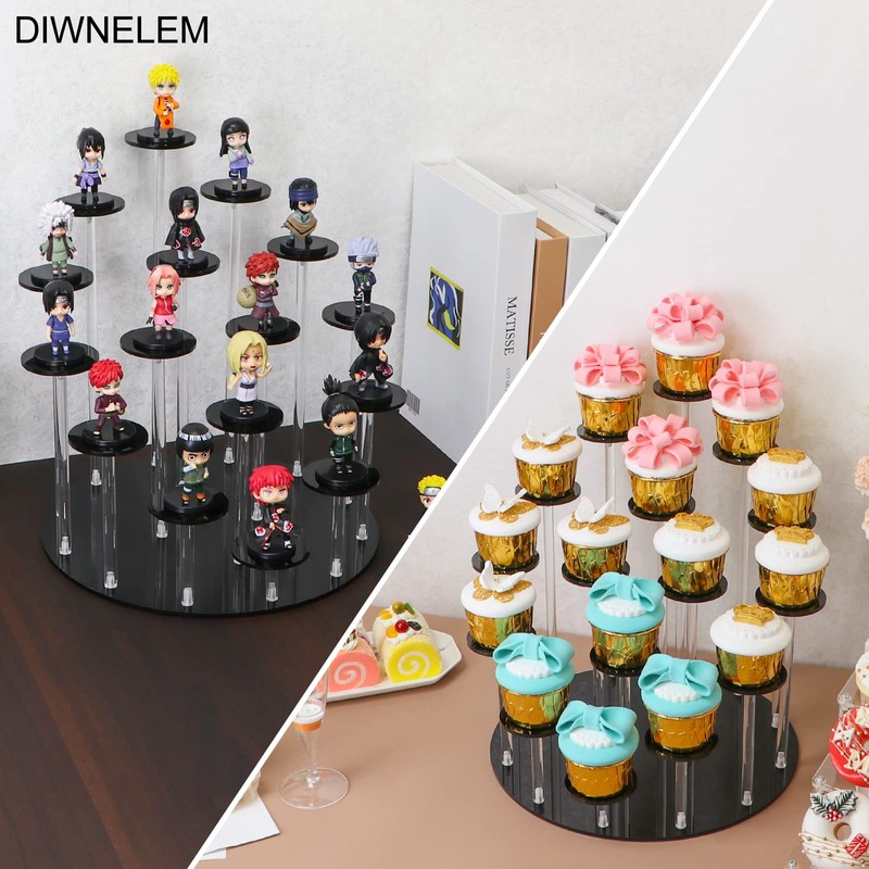 DIWNELEM 16 Tier Acrylic Cupcake Stand Display Riser Holder for
