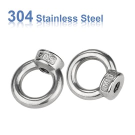 Pack of 10 Ring Nuts Stainless Steel M10 Eye Nuts, Threaded Eyelet Nut Ring Eyelets Hardware Ring Shaped Swing Hooks for Lifting Accessories