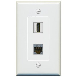 RiteAV 1 Port CAT6-SHIELDED 1 HDMI Jack Coupler Female-Female Decorative Wall Plate [Gray]