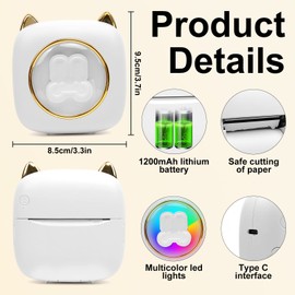 elephtree Mini Thermal Printer - Pocket Sticker Printer, Portable Bluetooth Pocket Mobile Printer, Sticker Maker Machine, for Photos, DIY Journal, Notes, Kids Gifts, Compatible with iOS & Android