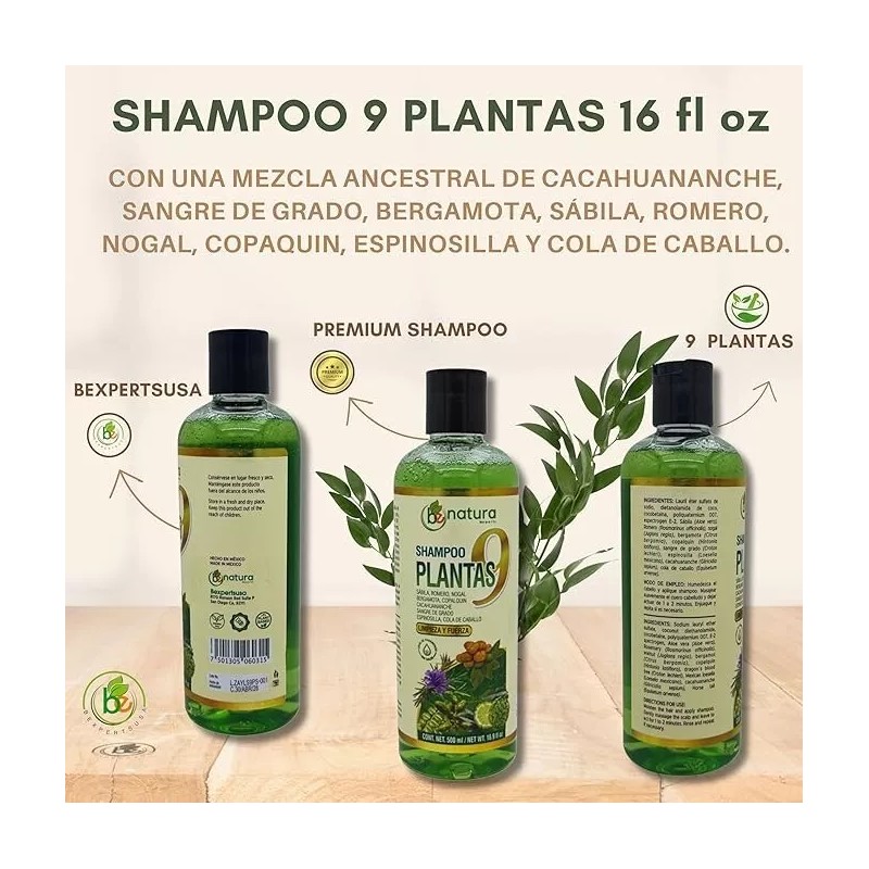 B-Experts 9-Plant Herbal Shampoo 16.9 fl oz–W/Cacahuana