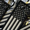 American Flag License Plate, Frame, and Key Tag Combo Black-on-Matte
