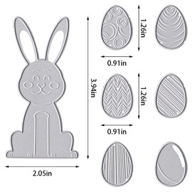 ALIBBON Easter Rabbit Egg Die Cuts for Card Making, 6 Patterns Easter Eggs Cutting Dies Metal Template Molds, Cute Rabbit Dies for Crafting DIY Photo Album Embossing Scrapbooking Supplies