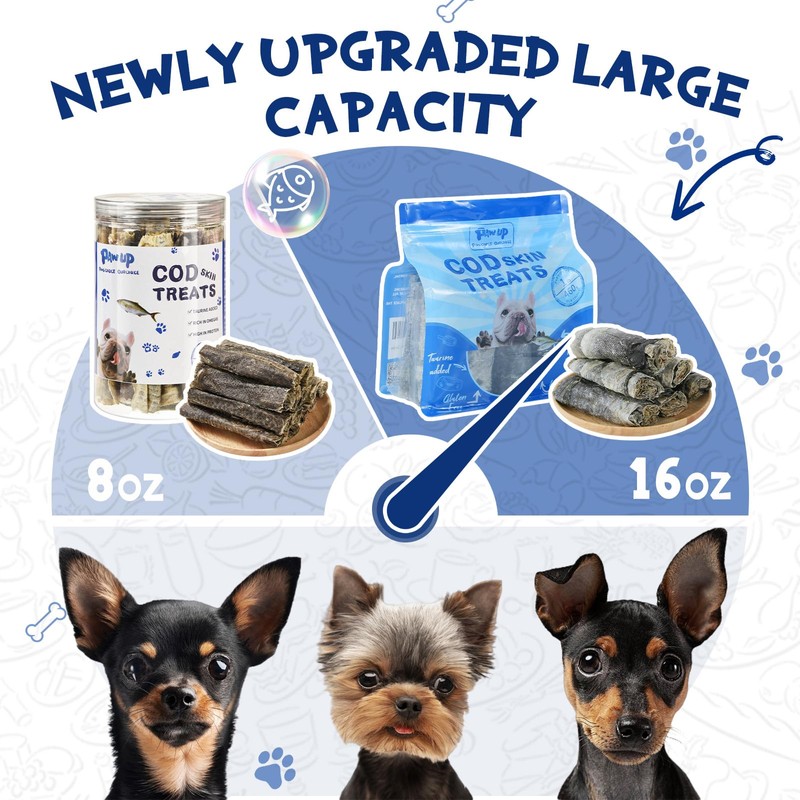 PAWUP Cod Skin Dog Treats - Natural Fish Roll Snacks