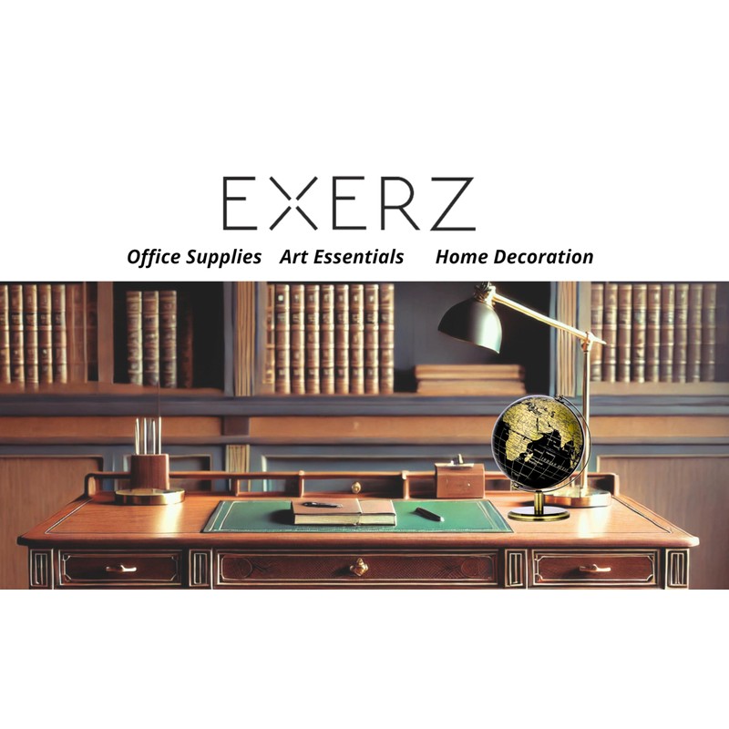 Exerz 14cm Globe Black & Gold Mini Globe Educational Geographical