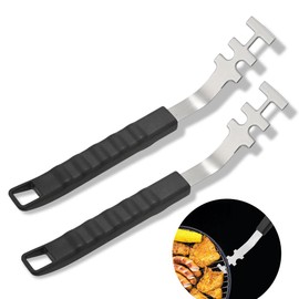 BNGXR Heat-resistant grill grate lifter, stainless steel grill grate puller, scald protection, non-slip and ergonomic handle, barbecue accessories, tool BBQ tools accessories for camping