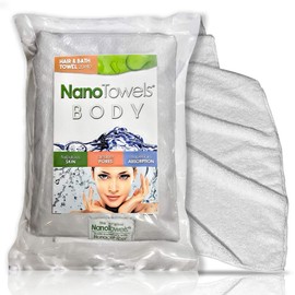 Nano Towels Body Bath & Shower Towel. Huge & Super Absorbent. Wipes Away Dirt, Oil and Cosmetics. Use As Your Sports, Travel, Fitness, Kids, Beauty, Spa Or Salon Luxury Towel. (20 x 40", Grey)