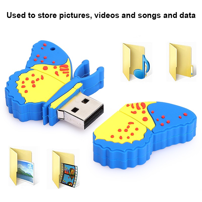 Cartoon U Disk PVC Small USB Butterfly Pattern Flash Pen