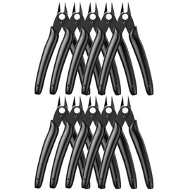 BOENFU Precision 170 Flush Cutters 10 Pack Jewelry Wire Cutters 5 Inch Small Side Cutter for 3d Print, Plastic Models, Jewelry Making, Electronics, Black