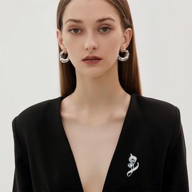 EMEGCY - Broche de lirio de cala, para mujeres y niñas, broche de solapa con diamantes de imitación, broche de flores y sombrero, joyería para ella, Cobre, Base