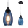 Viinew Mini Glass Pendant Light 1-Pack Handblown Clear Dark Blue