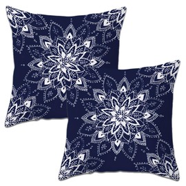 Betadistor Cushion Covers Large Soft Square Pillow Cases for Sofa 18 inch Pack of 2 for Bedrooms(45cm x 45cm), Blue Floral 501-0007