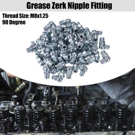 X AUTOHAUX 100 Pcs M8x1.25 Grease Nipple Fitting 90 Degree Right Angle Galvanized Steel Grease Zerk Fitting Adapter for Car Truck Mechanical Lubrication