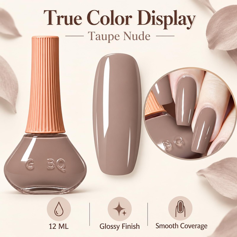 12ML Taupe Nude Nail Polish, Air Dry, No UV Lamp,