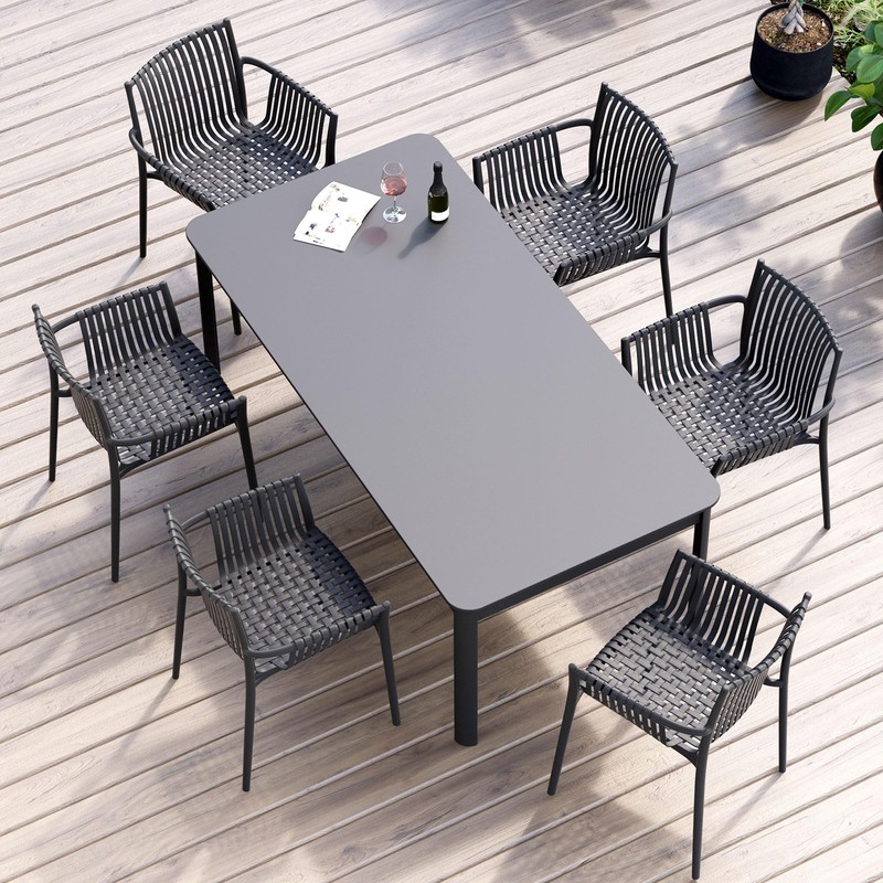 Jamesdar Weave Stackable Indoor/Outdoor Chair Set of 2 Black