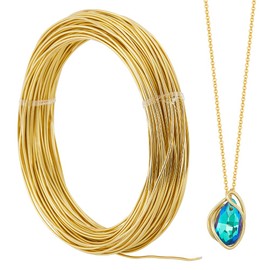 SUNNYCLUE 30 m Aluminium Craft Wire 1.2 mm Jewellery Wire 17 Gauge Aluminium Wire Gold Flexible Metal Craft Wire Flexible Metal Wire for Jewellery Making Wire Wrapping Beads Sculpture Flower